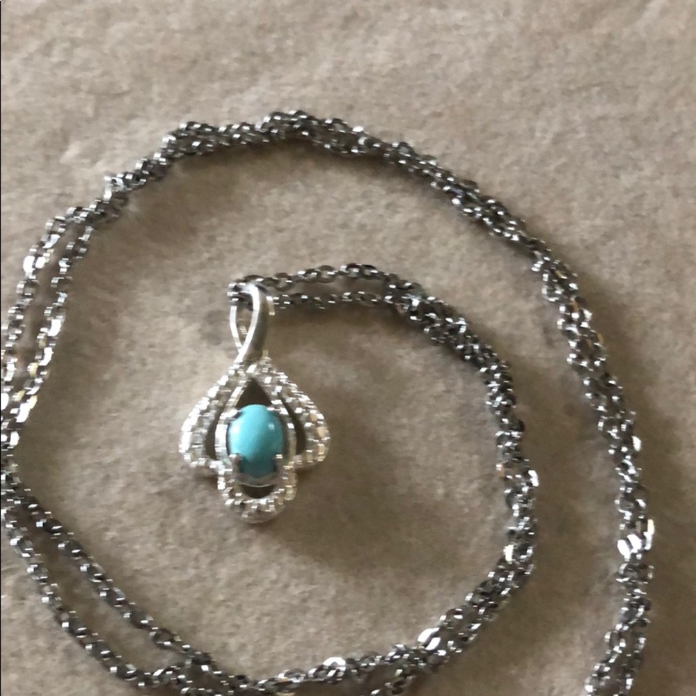 Tiffany blue Turquoise penden-t9.25STS Platinum20”